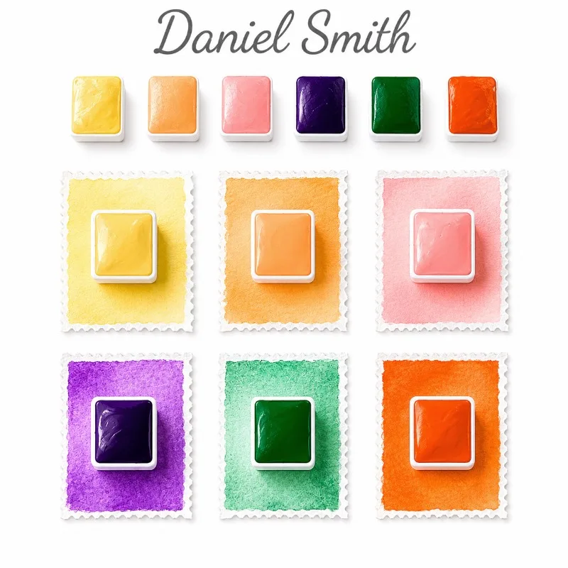 Pigmento de Acuarela Daniel Smith 2025, 6 Colores, Muestra de 1ml/2ml, Rosa Arrecife de Coral, Acuarela Artística, Materiales de Pintura Artística