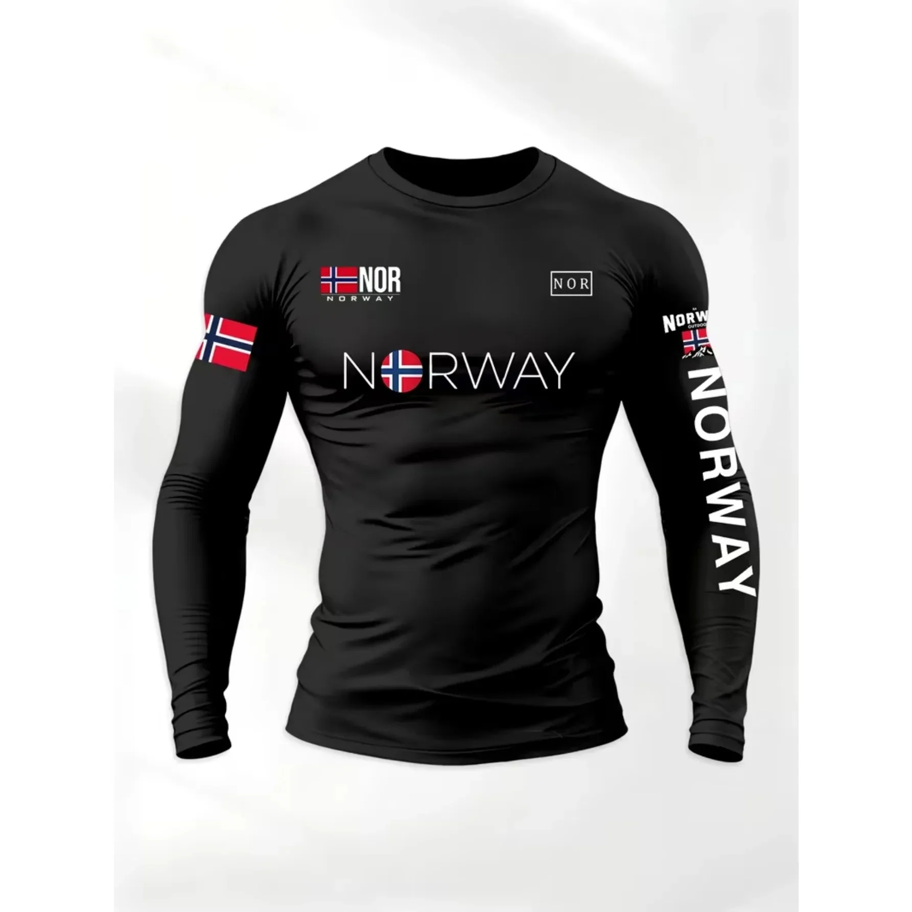 Muscle shaping men's compression tight top T-shirt, high elasticity sweat absorbing and breathable, motorcycle training suit