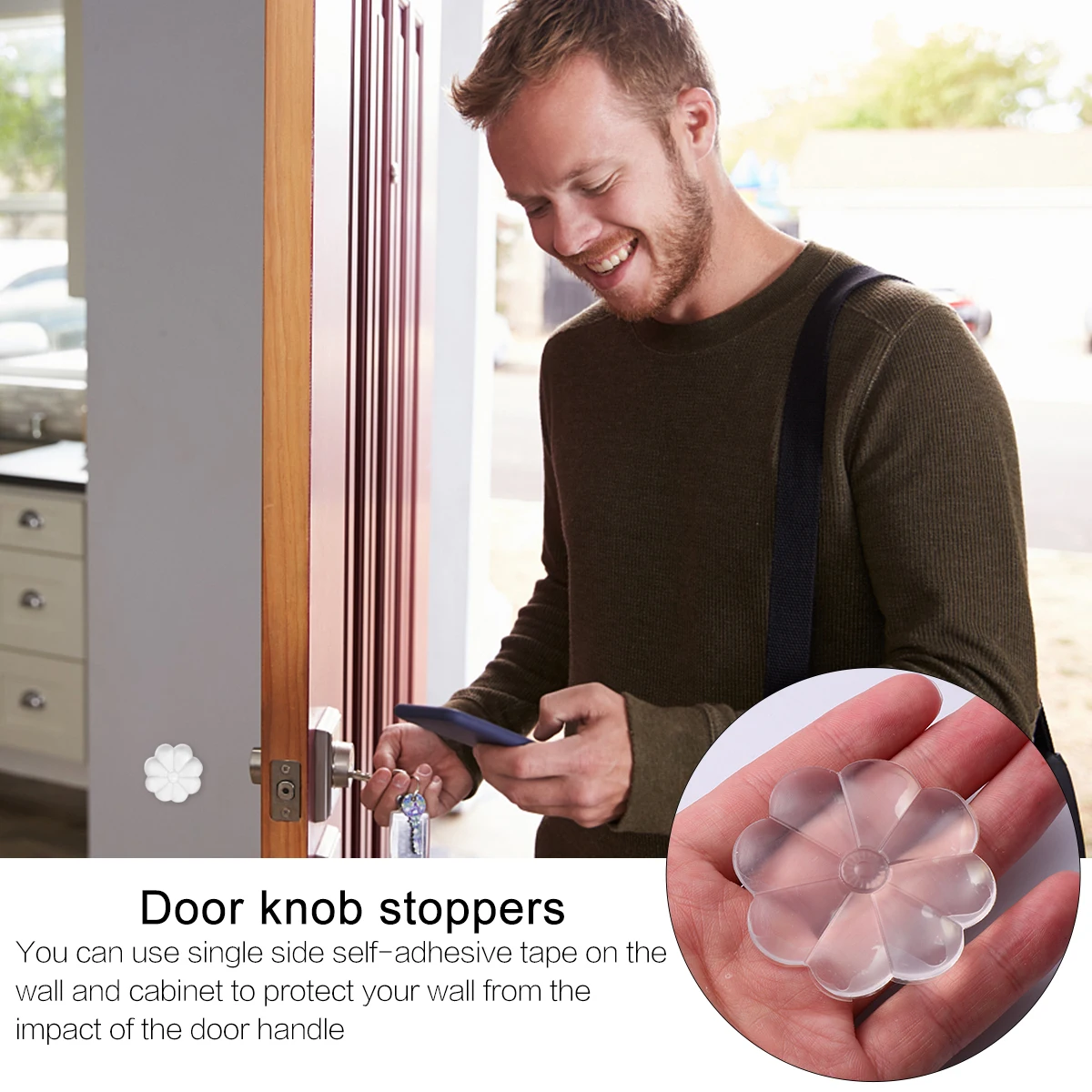 

8pcs Wall Protectors Door Bumpers Shock Absorbing Pads Self Adhesive Transparent Door Knob Stoppers Soft Cushion Prevent Damage