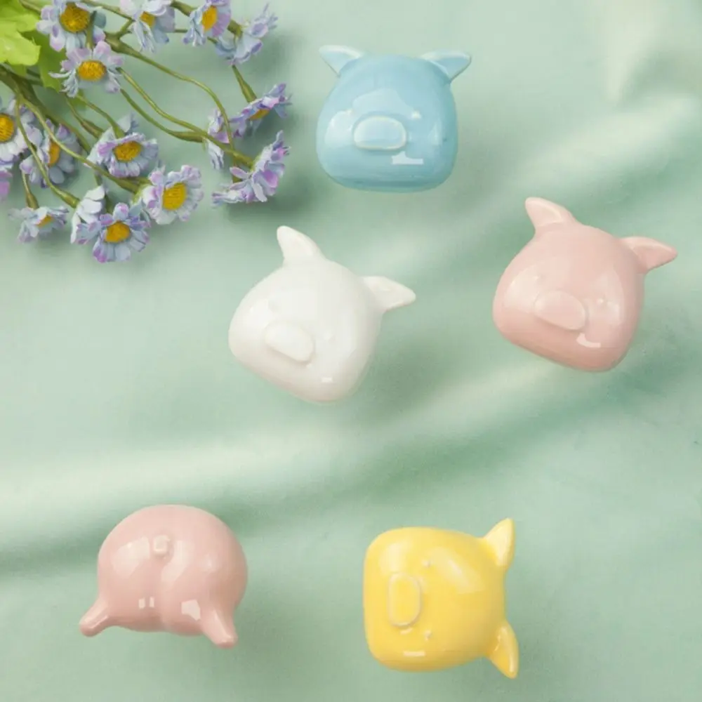 Cute Ceramic Piggy Handle Cartoon Single Hole Door Pull Handle Furniture Handle Hardware European Simple Handle Closet