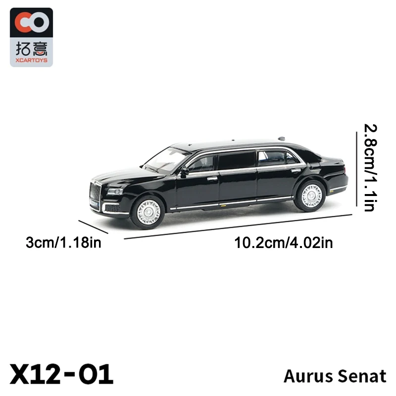 XCARTOYS 1/64 نموذج سيارة مصنوع من خليط معدني سيارة رئاسية روسية AURUS SENAT عرض كلاسيكي ثابت مجموعة الكبار