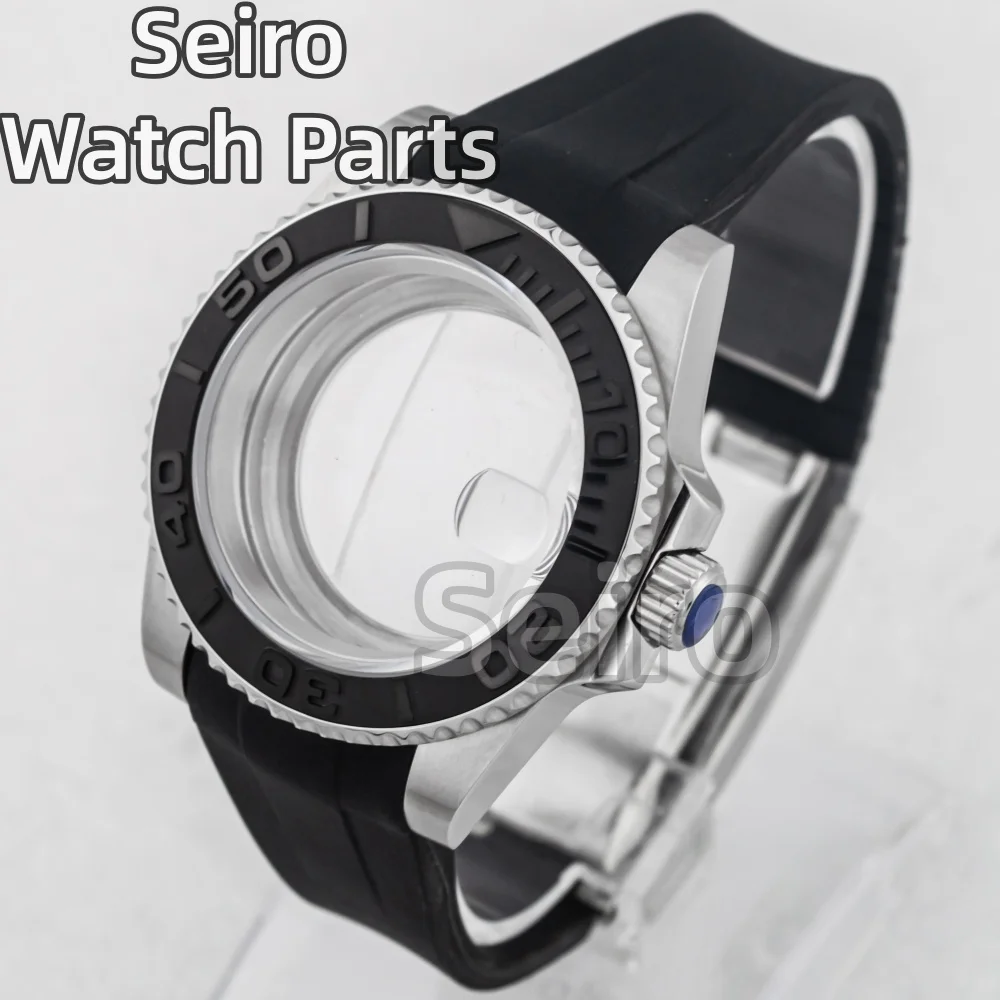 40 مللي متر NH35 ساعة حافظة بحزام مطاطي الياقوت الزجاج الفولاذ المقاوم للصدأ لليخوت سايكو مود NH34 NH35 NH36 حركة NH35 ساعة