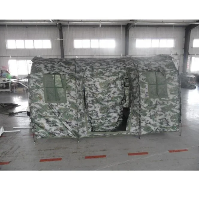 three room camo oxford or canvas tunnel tent