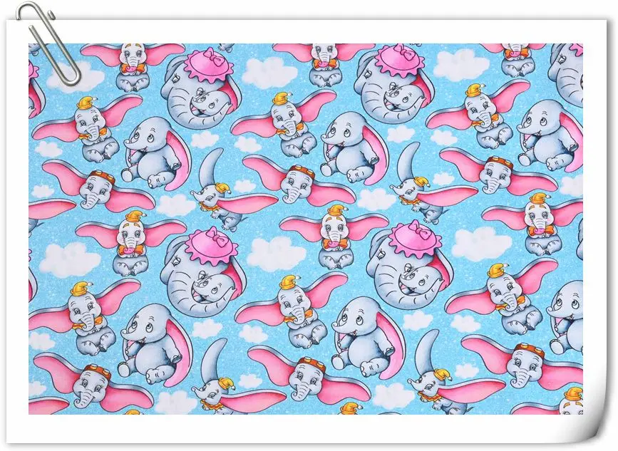 Width110cm Cotton Disney Dumbo Fabric Material For Clothes Patchwork Sewing Quilting Fabrics For Tissue DIY Needlework Sew Dress