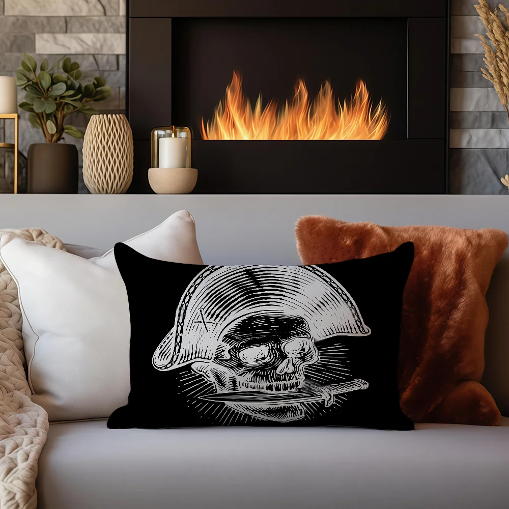 Funny Double Broken Skull With Knife cushion cover Sofa living Room Office Rectangle Pillow Home Coffee Shop Bedding Hit product
