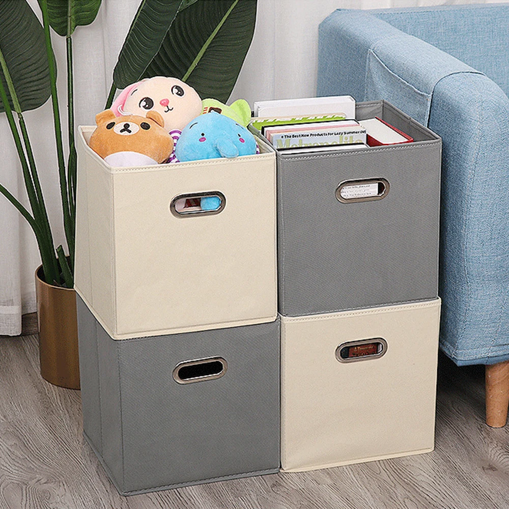 Fabric Cloth Storage Box for Book Clothes Toys Sundries Storage Foldable Closet Drawer Storage Organizer Bins Basket