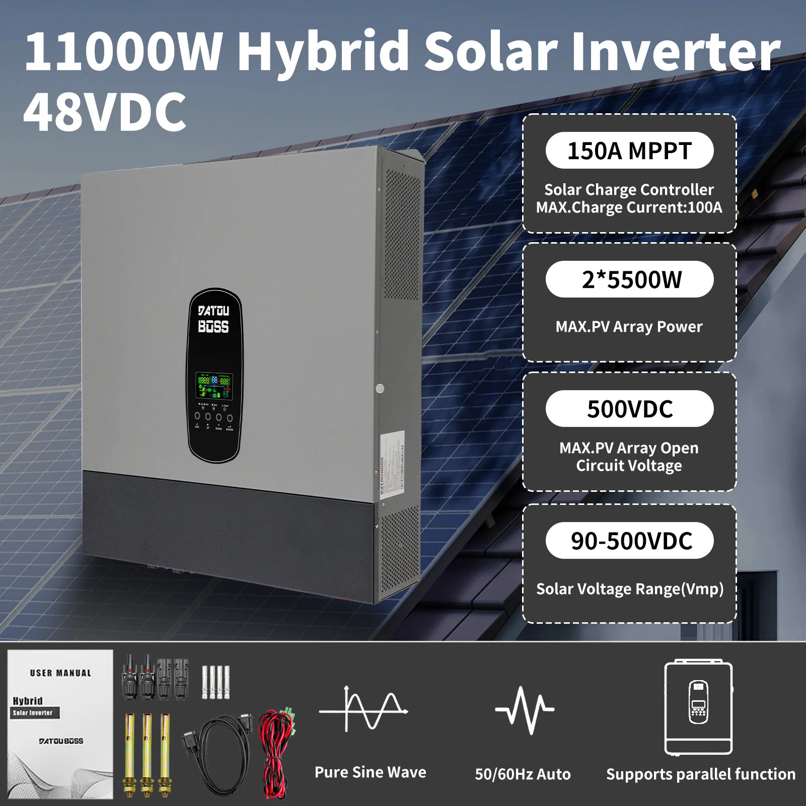 5KW 6KW 8KW 10KW 15Kw Single/Three Phase Solar Power Inverter Price Ip65 3 Phase Smart Dual Output On Grid Hybrid Solar Inverter