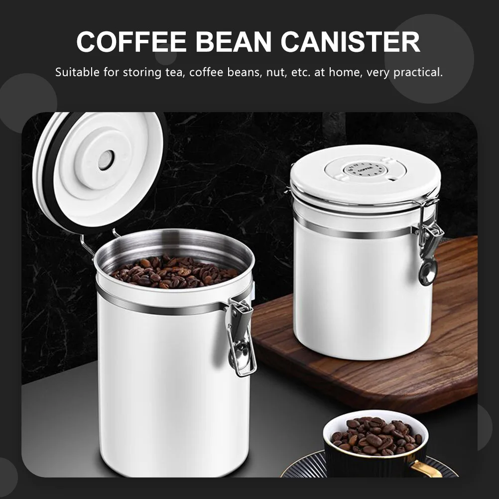 

1 Set Coffee Bean Sealed Canister Stainless Steel Storage Jar For Tea Sugar Nuts Exhaust Jar Home Kitchen Organizer Household