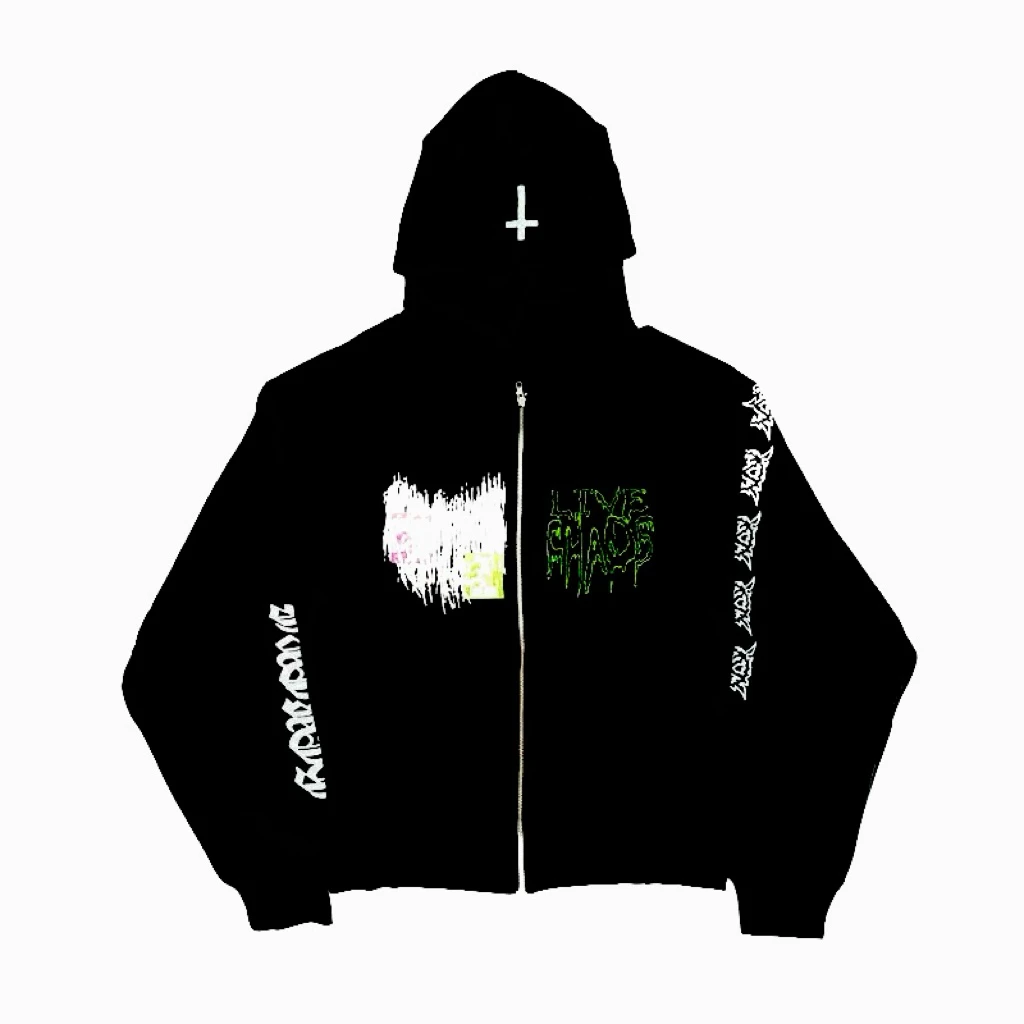 Limited Edition Opium Ken Carson Zippered Hoodie with Sanskrit Print Loose Fit Long Sleeve Youth Fashion Autumn Winter Wear