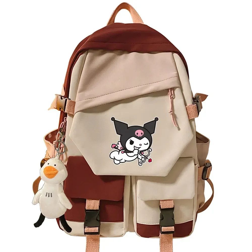 

Girls Kids School Book Bags Kuromi Melody Women Patchwork Bagpack Teenagers Schoolbags Canvas Student Backpack