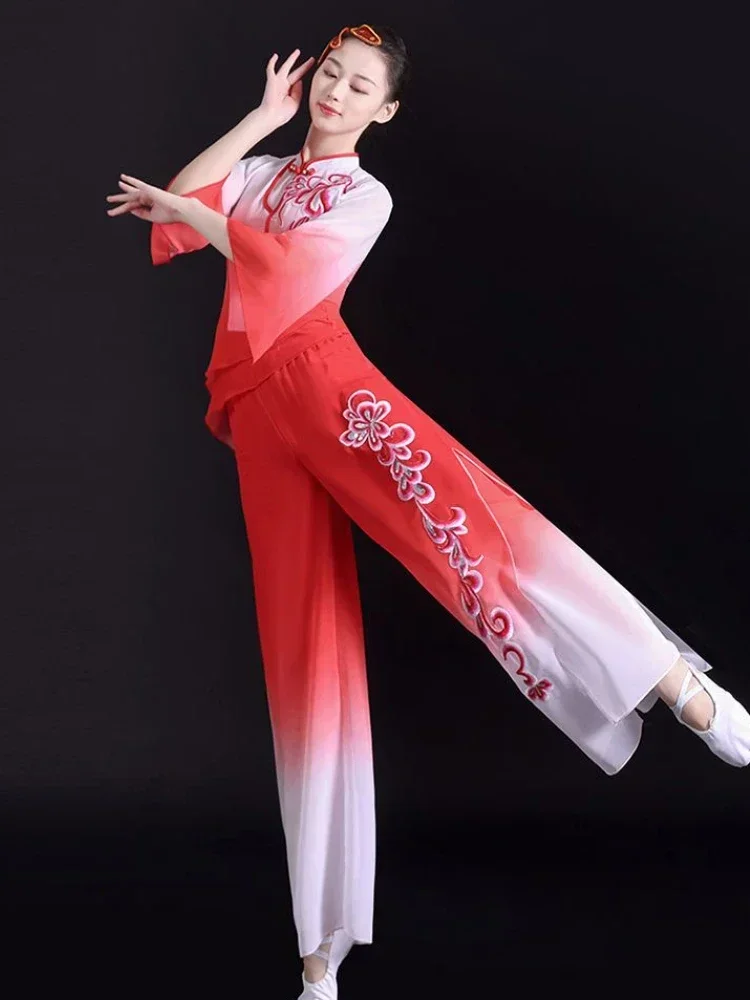 Traditional Chinese Yangko Dance Costumes Folk Dress Female Fan Umbrella Dance Hanfu Festival Outfit National Waist Drum Suit