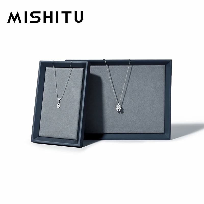 MISHITU 프리미엄 가죽 주얼리 디스플레이 트레이, 보석 스탠드, 상점 창문 반지 귀걸이 목걸이 디스플레이 소품, 보석 보관 트레이 