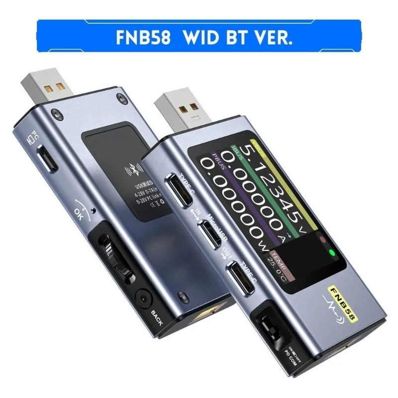 Wielofunkcyjny tester USB FNB58 Monitoruj napięcie i prąd szybkiego ładowania