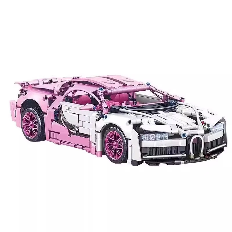 Bloques de construcción Technical Super Car para niños, juguete de ladrillos para armar coche de color rosa 1:14, ideal para regalo de cumpleaños y Navidad, código 1388, piezas
