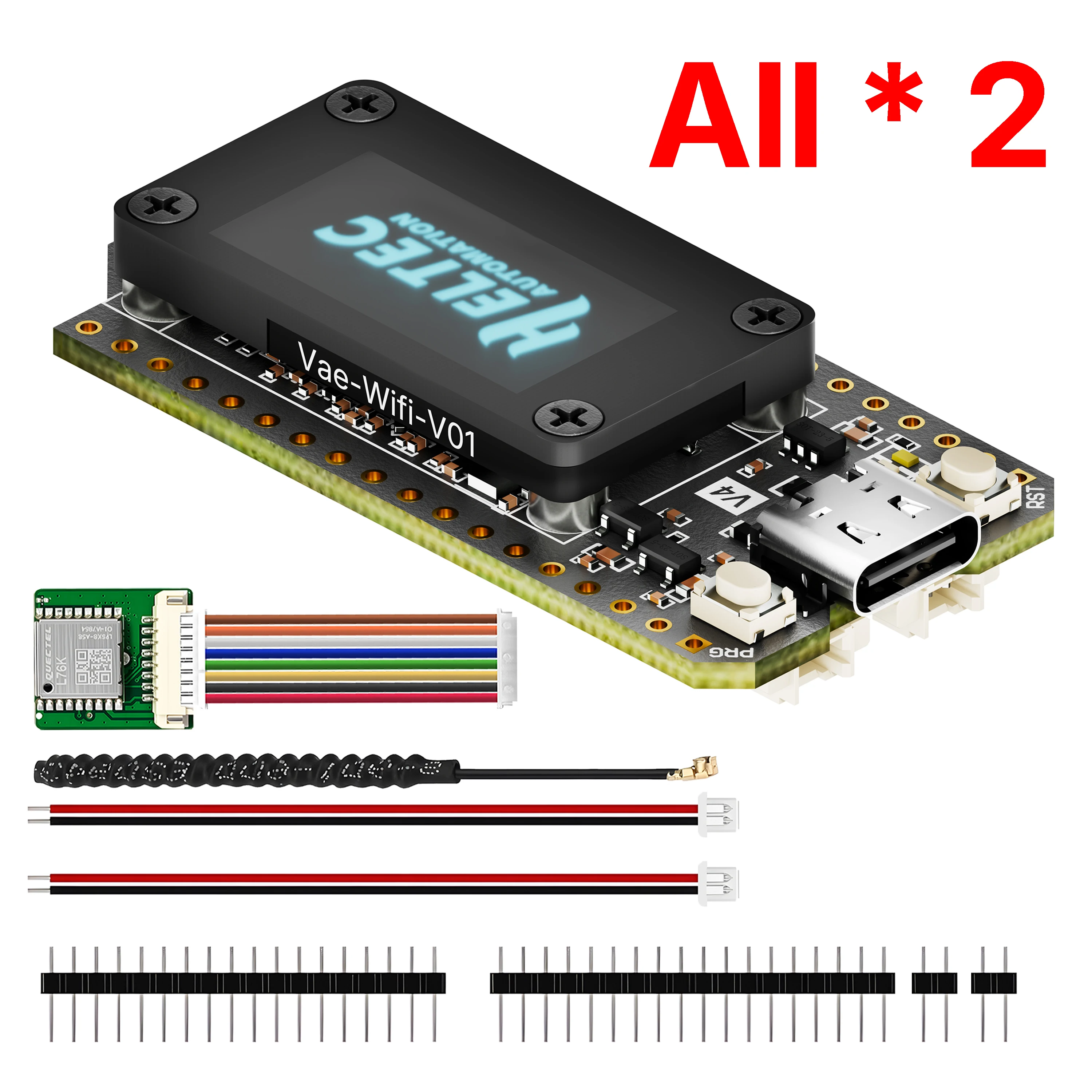 2 STUKS ﻿ Nieuwe Heltec LoRa 32 (V4) ESP32 SX1262 Meshtastic GPS 0,96 inch OLED zonne-energie Dev-Board Mesh netwerk WiFi LoRa BLE