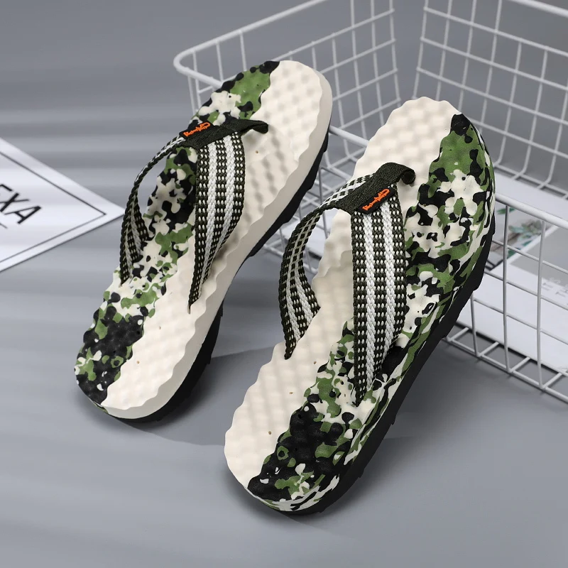 Men's Massage Slippers Foot Acupressure Shoes Flip Flops Summer Breathable Beach Shoes Outdoor Walking Drainable Sandals Indoor