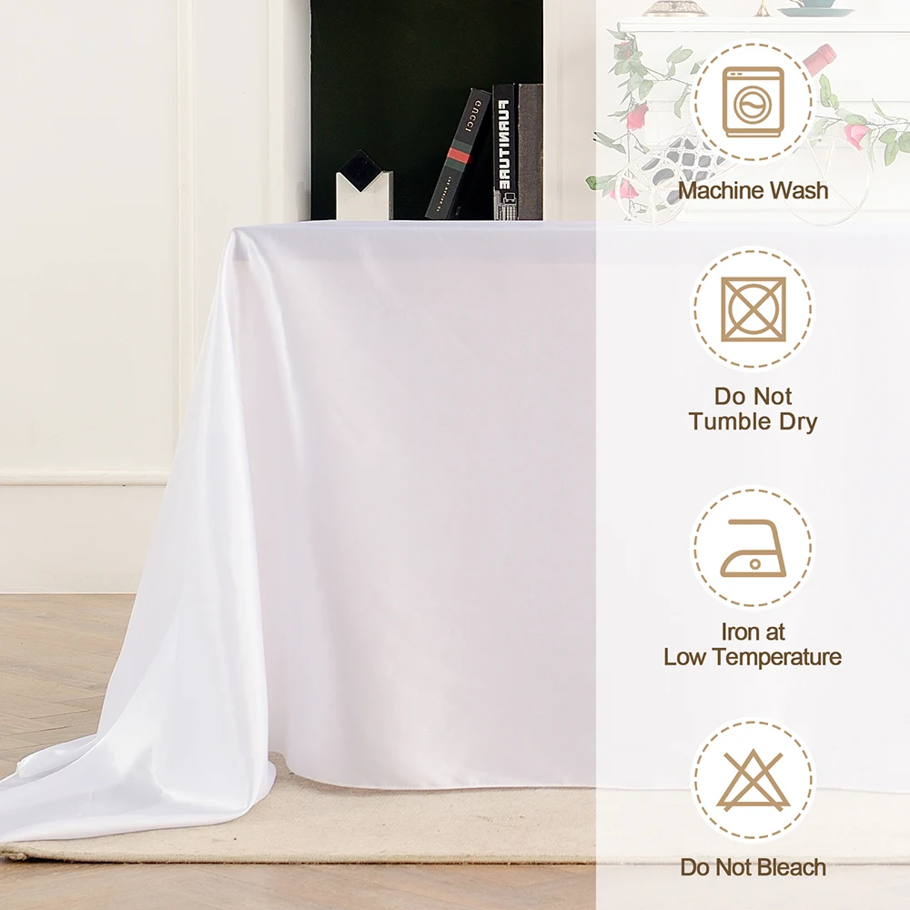 Rectangle Satin Tablecloth Wedding Table Cloth White Black for party Birthday Events Banquet Decor Home Dinner Tablecloths