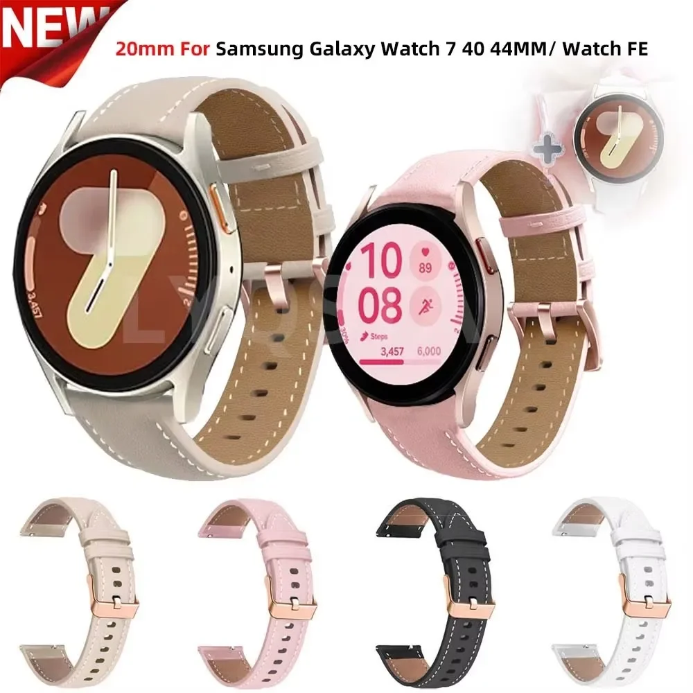 Bands For Samsung Galaxy Watch 7 LTE 44mm Sport PU Leather 20mm Watchband Galaxy4 5 6 7 40/44mm Classic4 6 46/42mm 43/47mm Strap