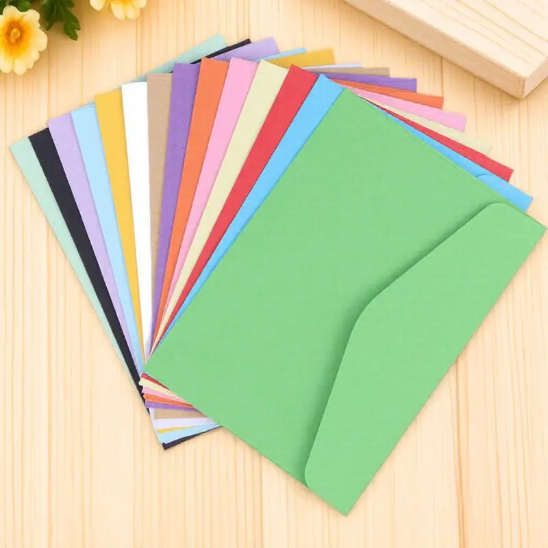 100Pcs Mini Envelopes Classic Flap Blank Candy Colors for Wedding Placeholders Gift Cards Business Cards Thank You Notes