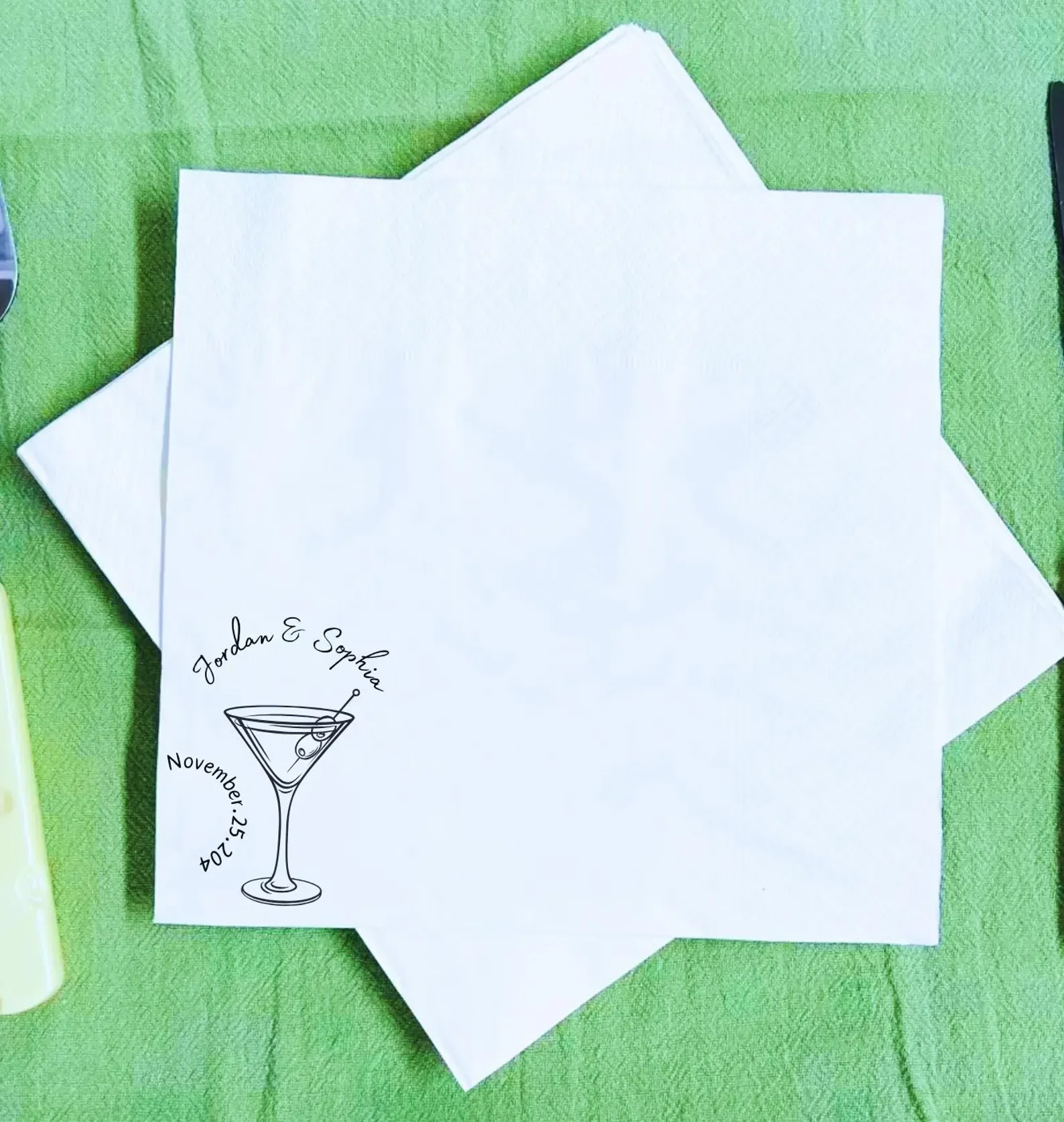 Hand Drawn Doodle, Custom Wedding Napkins, Wedding Favors, Elegant Modern Cocktail, Custom Cocktail Napkins, Anniversary, Engage