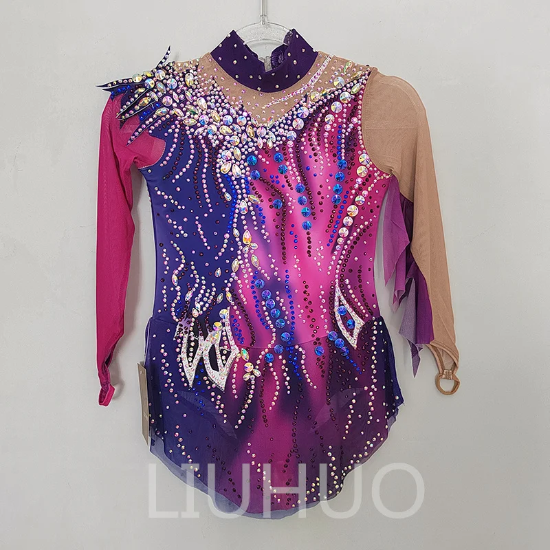 

LIUHUO Rhythmic Gymnastics Leotard Competitive Gymnastics Performance Clothing Beautiful Purple Leotard