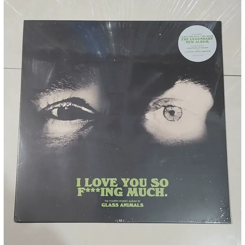 

Black and White Splash Glasses Animals I Love You So Fing Much Vinyl Record for Decorative Use