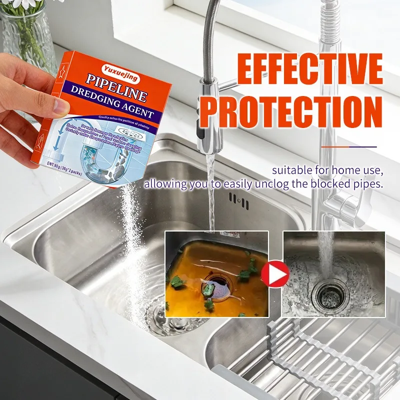 Boxed pipeline dredging powder independent 2 small packages kitchen sewer bathroom floor drain strong dredging