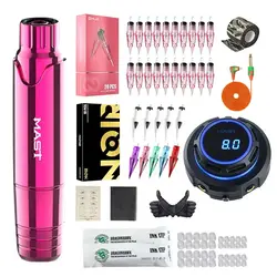 Mast P10 Tattoo Kit Rotary Makeup Machine OLED Display Power Supply WJX RL Cartridge Noir Ballpoint Needles Practice Tattoo Set