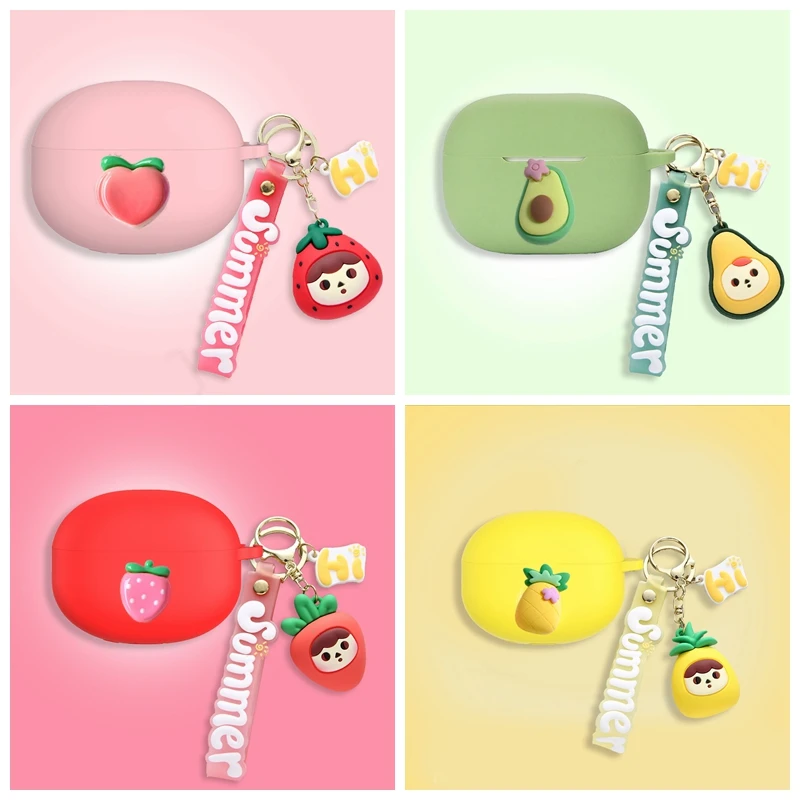 lovely For JBL Wave 200TWS Case Cute Fruit avocado chain Cover Silicone W200 Earphones Cover Case