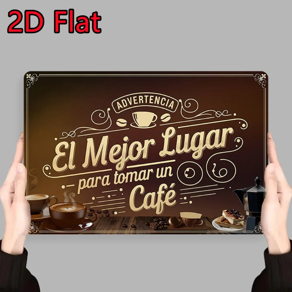 CIFBUY Vintage Coffee Beans Spanish Phrase Aluminum Wall Art Waterproof Durable Metal Sign For Home Kitchen Bar Coffee Shop Deco