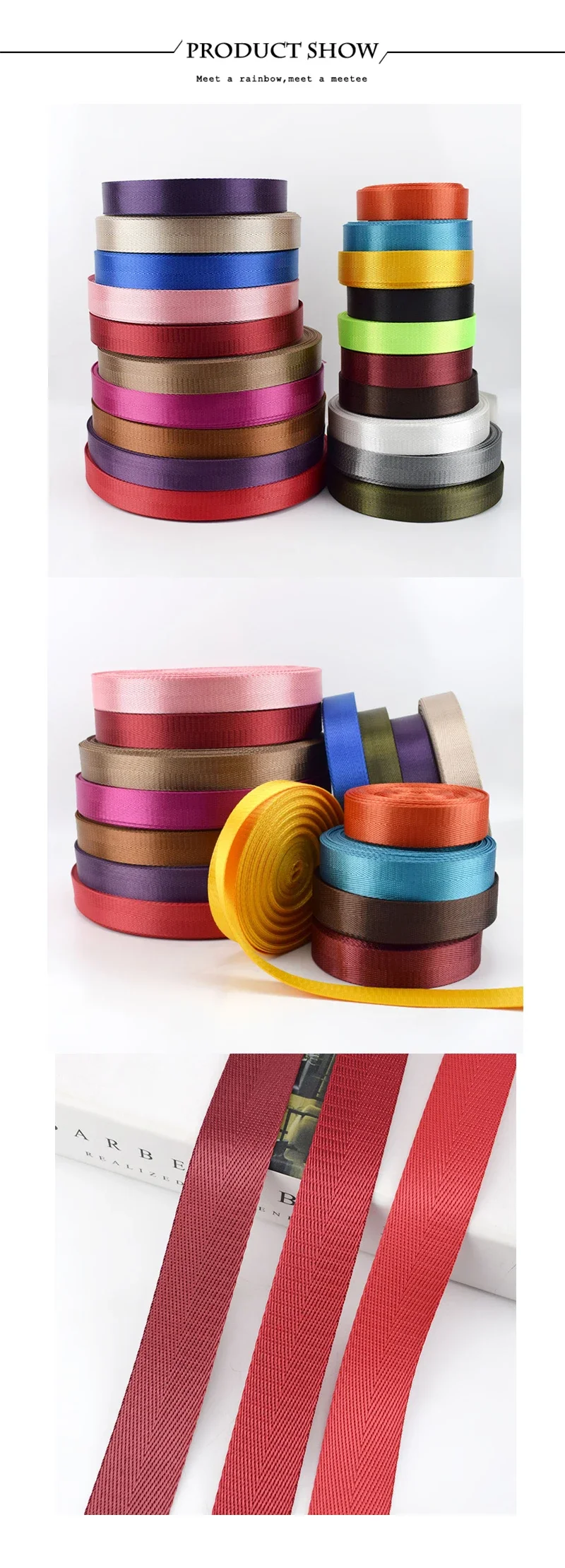5M 1mm 20-38mm Nylonband Fischgrätmuster Gurtband Gürtel Rucksackriemen DIY Taschenbindung Stoff Nähzubehör – Detail 10