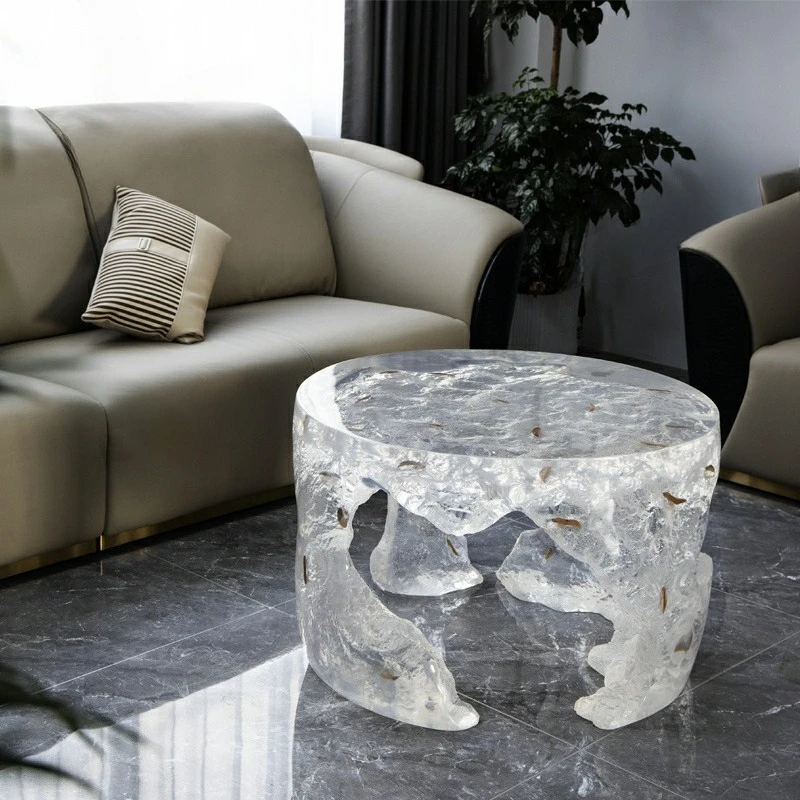 Household Design Ornament Transparent Transparent Living Room Modern Light Luxury Custom Coffee Table Simple Resin Table Hotel
