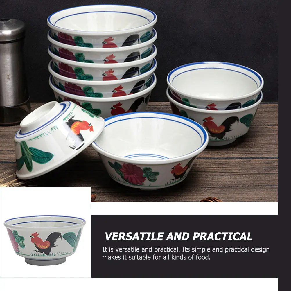 Tazón con Diseño Retro de Gallo, Recipiente de Alimentos de Alta Calidad para Arroz, Sopa, Fideos, Papilla, Almacenamiento de Cocina, Decoración de Comedor