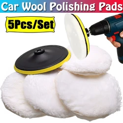 1/5Pcs Car Wool Polish Pads Disc Car Waxing Polishing Buffing Cars Paint Care Polisher Pads Auto Washing Cleaning Accessories
