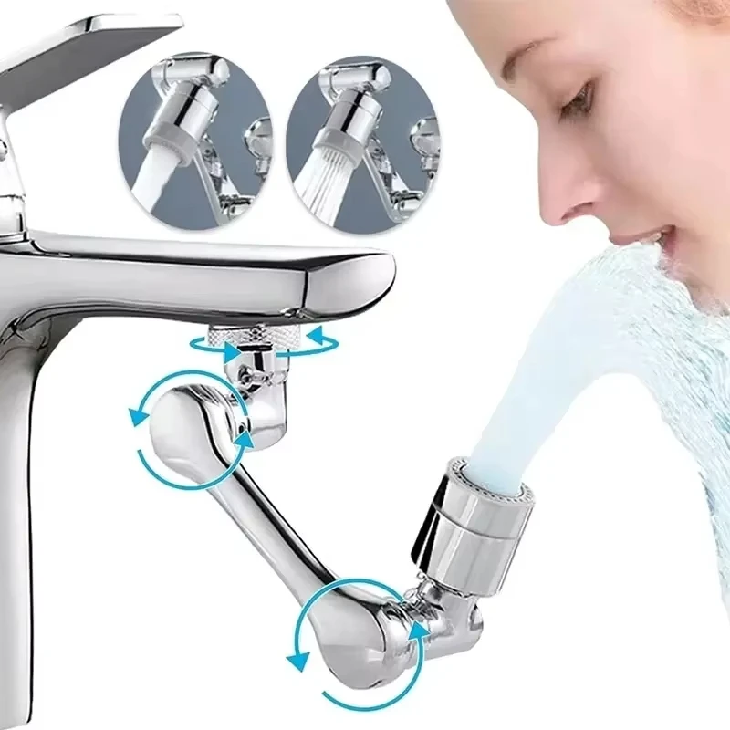 Universal 1080 °   Drehbarer Wasserhahn-Verlängerungsaufsatz Sprühkopf Küche Teleskoparm-Verlängerung Verstellbare Wasserhahn-Düse Wasserhahn-Sprühvorrichtung
