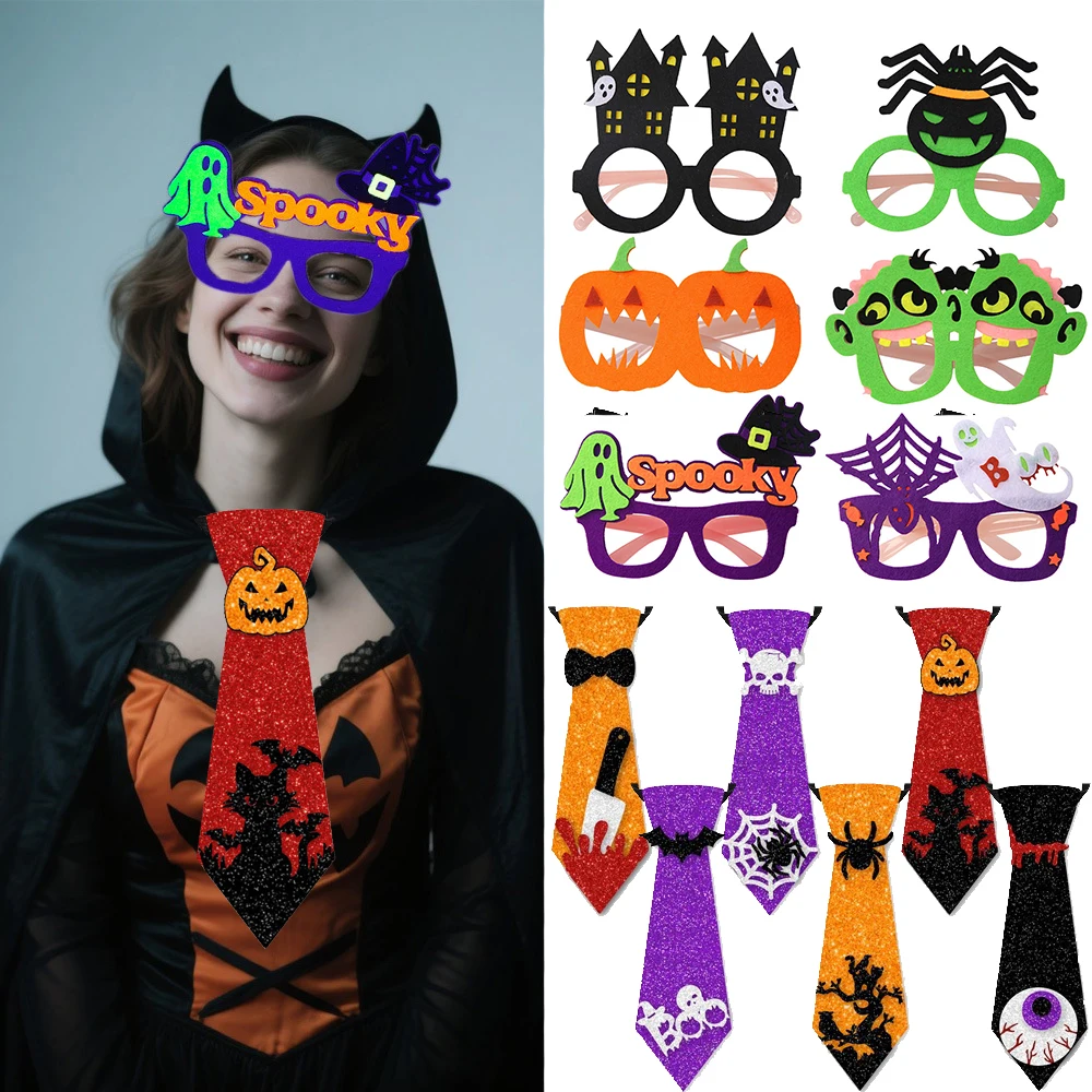 Decoración del hogar de Halloween, divertidas corbatas creativas de araña y calabaza para gafas, accesorios de fotografía, maquillaje, fiesta, suministros para fiesta de Cosplay
