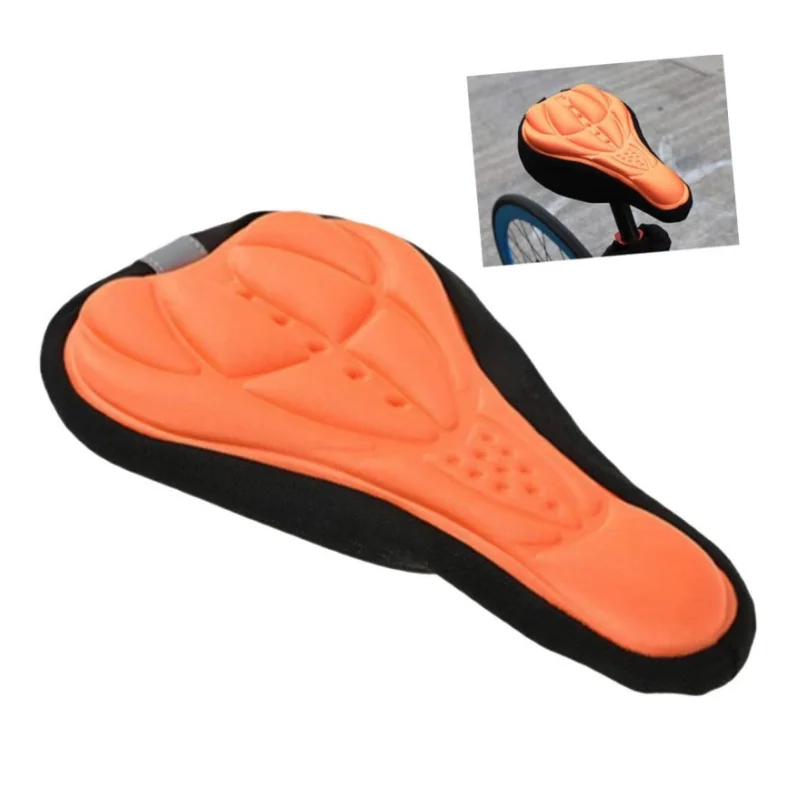 3D Bike Seat Cushion Cover Saddle Pad for Cycling Gel Seat Cover Orange Breathable Comfortable Easy to Use Universal Fit view 4