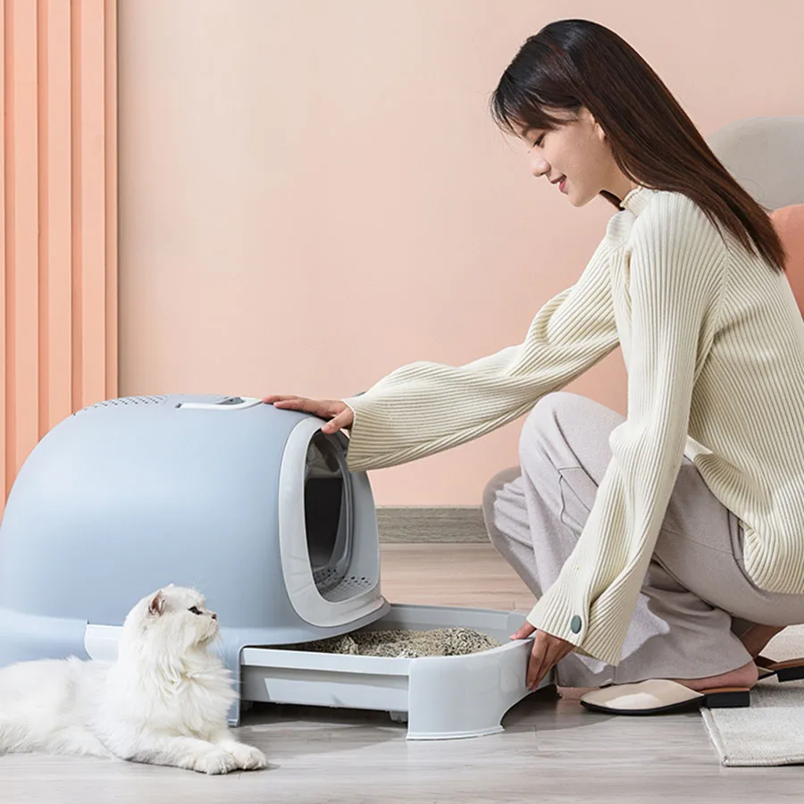 

Accessories Cat Toilet Enclosed Sifter Large Filter Cat Toilet Automatic Smart Self Cleaning Modern Travel Kattenbak Cat Toilet