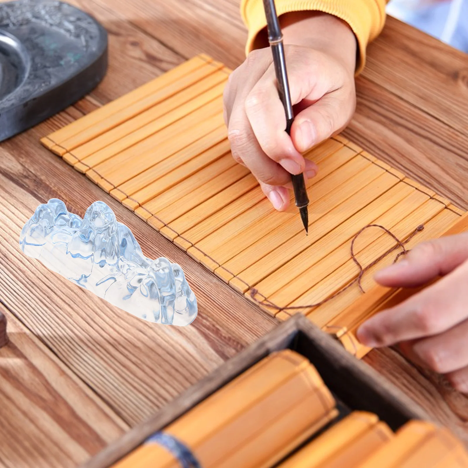 

Glass Paperweight Calligraphy Brush Holder Design Artistic Tool for Office Craft Workshop Pen Rest