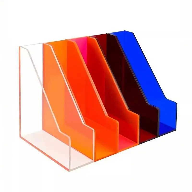 Acrylic A4 Colorful File Holder and Desktop Storage Box for Books Stationery Organizer