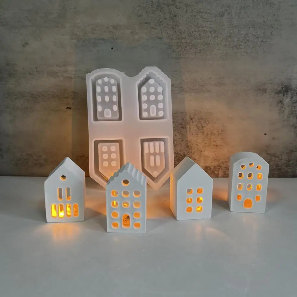 Silicone Molds for Candle Making Silicone House Mold for Candle Making Mini Plaster Casting Mold Small House for Holiday