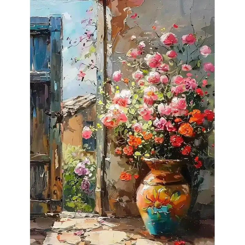 

CHENISTORY Coloring By Number Flower hot air balloon Kits For Adults Handpainted DIY Frame Drawing On Canvas Home Decoration