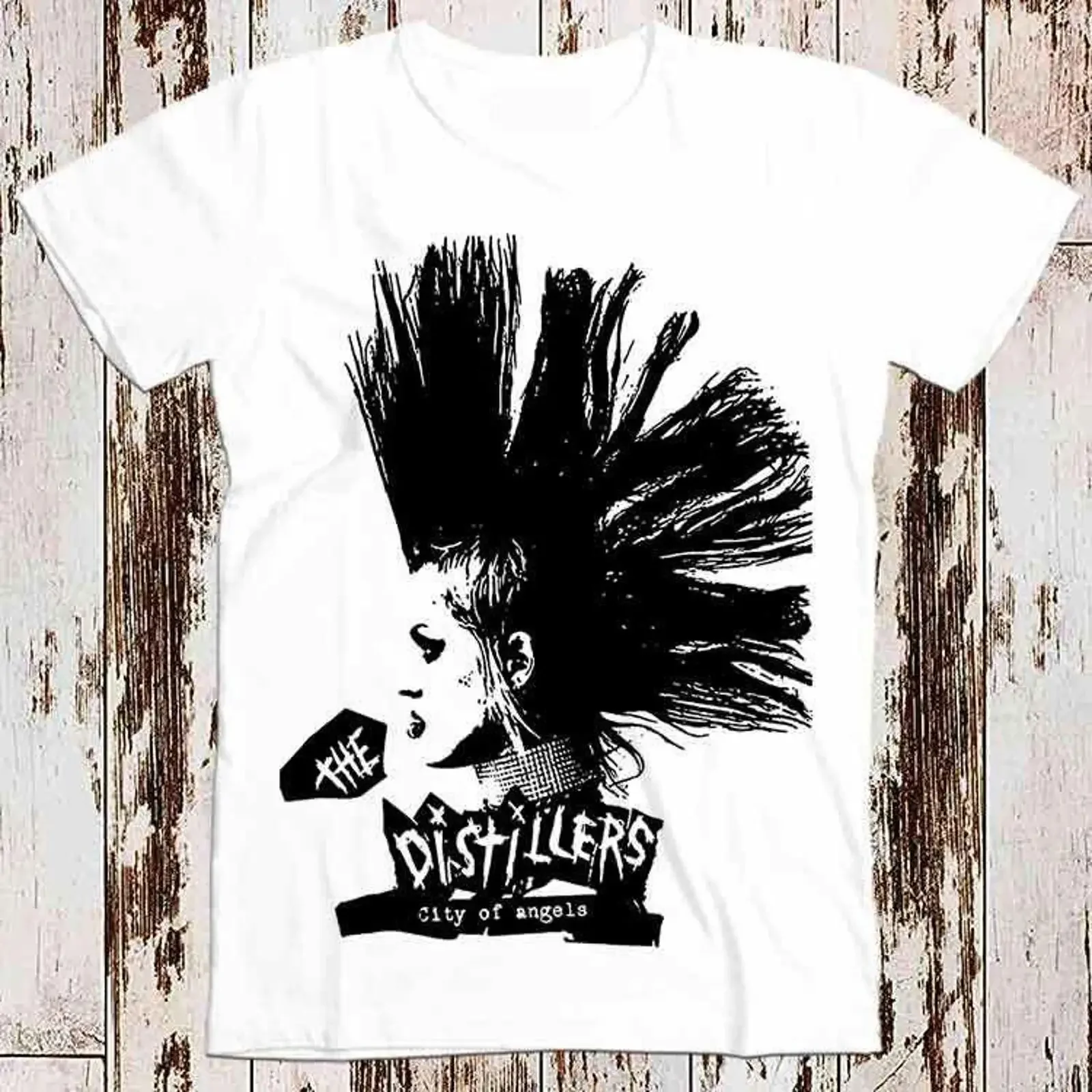 Mohawk The Distillers City Of Angels Rock Punk Retro Super CooL Vintage T Shirt Top amp Ladies 8216 vintage Washed Comfortable