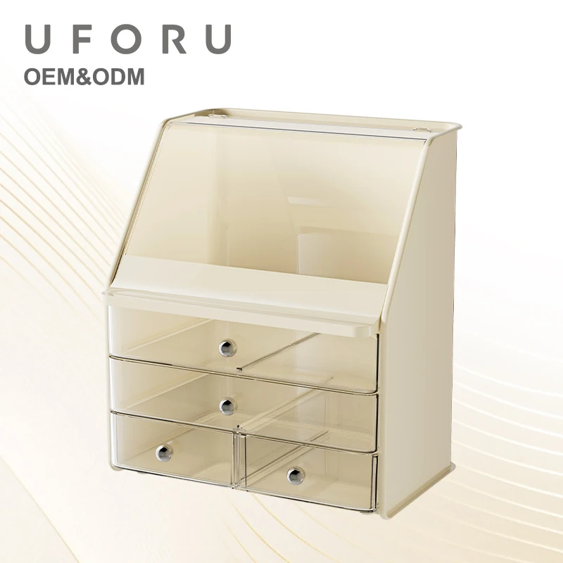 

Большой органайзер для косметики UFORU с пылезащитной откидной крышкой и выдвижным ящиком, идеально подходит для спальни.