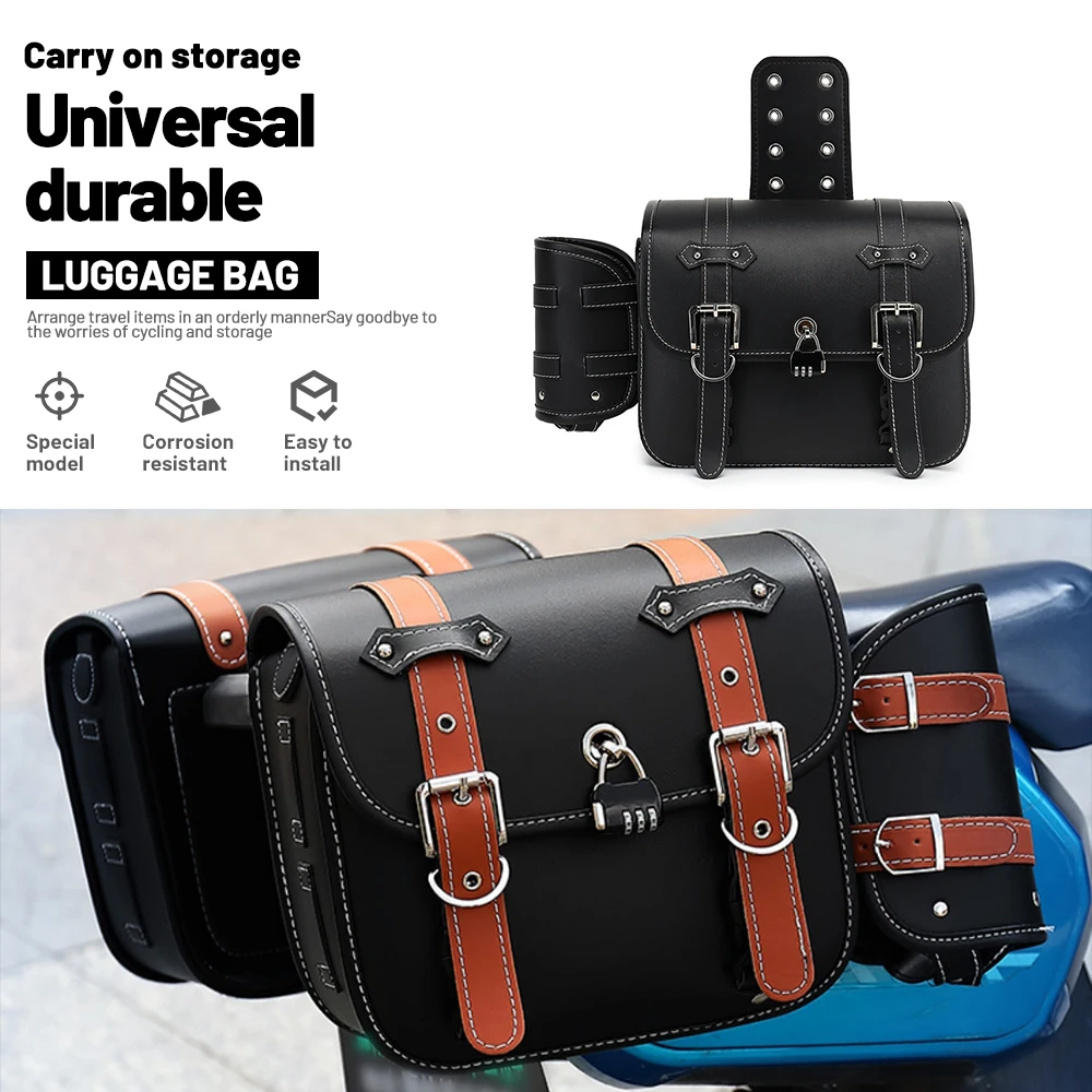 Throw Over Vintage Motorcycle Side Saddle Bag Universal Waterproof Custom Moto Pannier Luggage Cargo Bag For Cruiser Touring