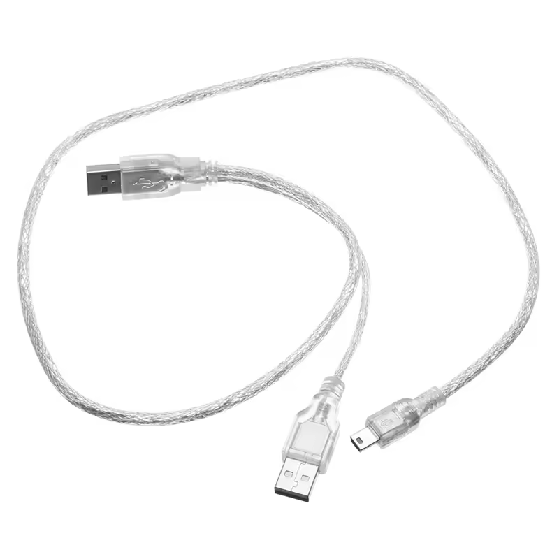 Новинка! Лучшая цена! Прочный двухпортовый кабель USB 2.0 A (штекер) — Mini USB B (5-контактный штекер) для передачи данных на 2,5-дюймовый жесткий диск. Похожие на AliExpress