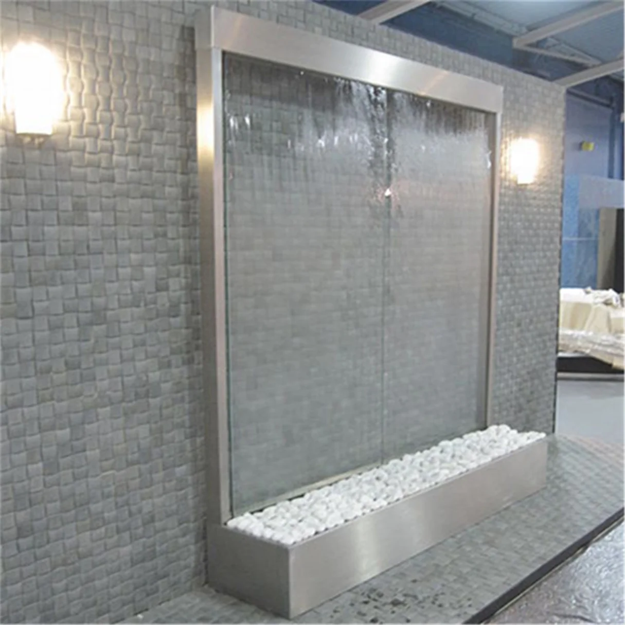 Customization.Modern Wedding Waterfall Outdoor Glass Wall Fountain Panel Home Decor Mirrored Waterfall