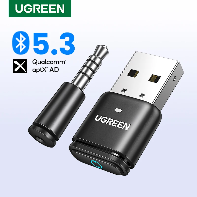 

UGREEN USB Bluetooth 5.3 Transmitter aptX HD AD Audio Adapter for PS5 PS4 Nintendo Switch Headset Speaker Mic Bluetooth Receiver