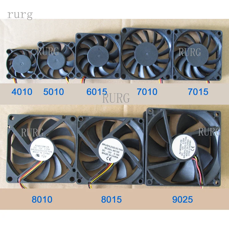 R+  Bulk 1pcs  Brushless DC Cooling Fan 3 Pin 5V 12V 24V  Multiple Sizes 4010 to 9025