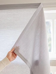 Hook And Loop Fastener Curtain with High Sticky Casual-Comfy 100% Polyester Sheer Curtain for Home Living Room Bedroom